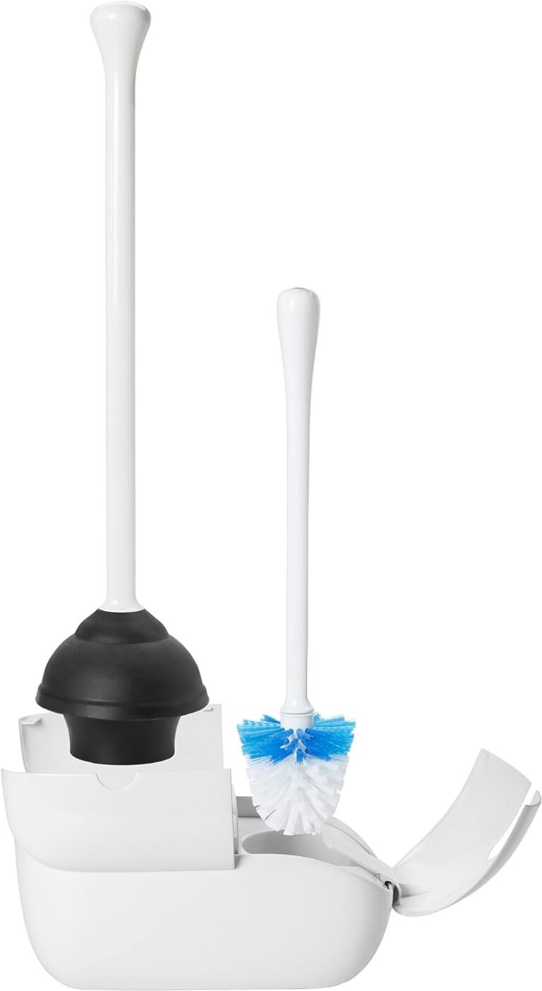 OXO Good Grips Set Toilet Brush Plunger Combo, Natural rubber, White